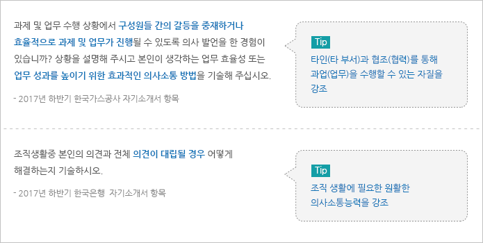 과제 및 업무 수행 상황에서 구성원들 간의 갈등을 중재하거나 효율적으로 과제 및 업무가 진행될 수 있도록 의사 발언을 한 경험이 있습니까? 상황을 설명해 주시고 본인이 생각하는 업무 효율성 또는 업무 성과를 높이기 위한 효과적인 의사소통 방법을 기술해 주십시오. tip = 타인(타 부서)과 협조(협력)를 통해 과업(업무)을 수행할 수 있는 자질을 강조, 조직생활중 본인의 의견과 전체 의견이 대립될 경우 어떻게 해결하는지 기술하시오. tip = 조직 생활에 필요한 원활한 의사소통능력을 강조